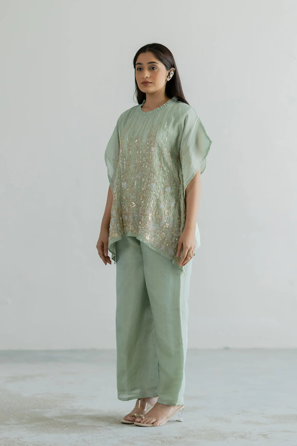 Gulzair Tissue Kaaftan Set