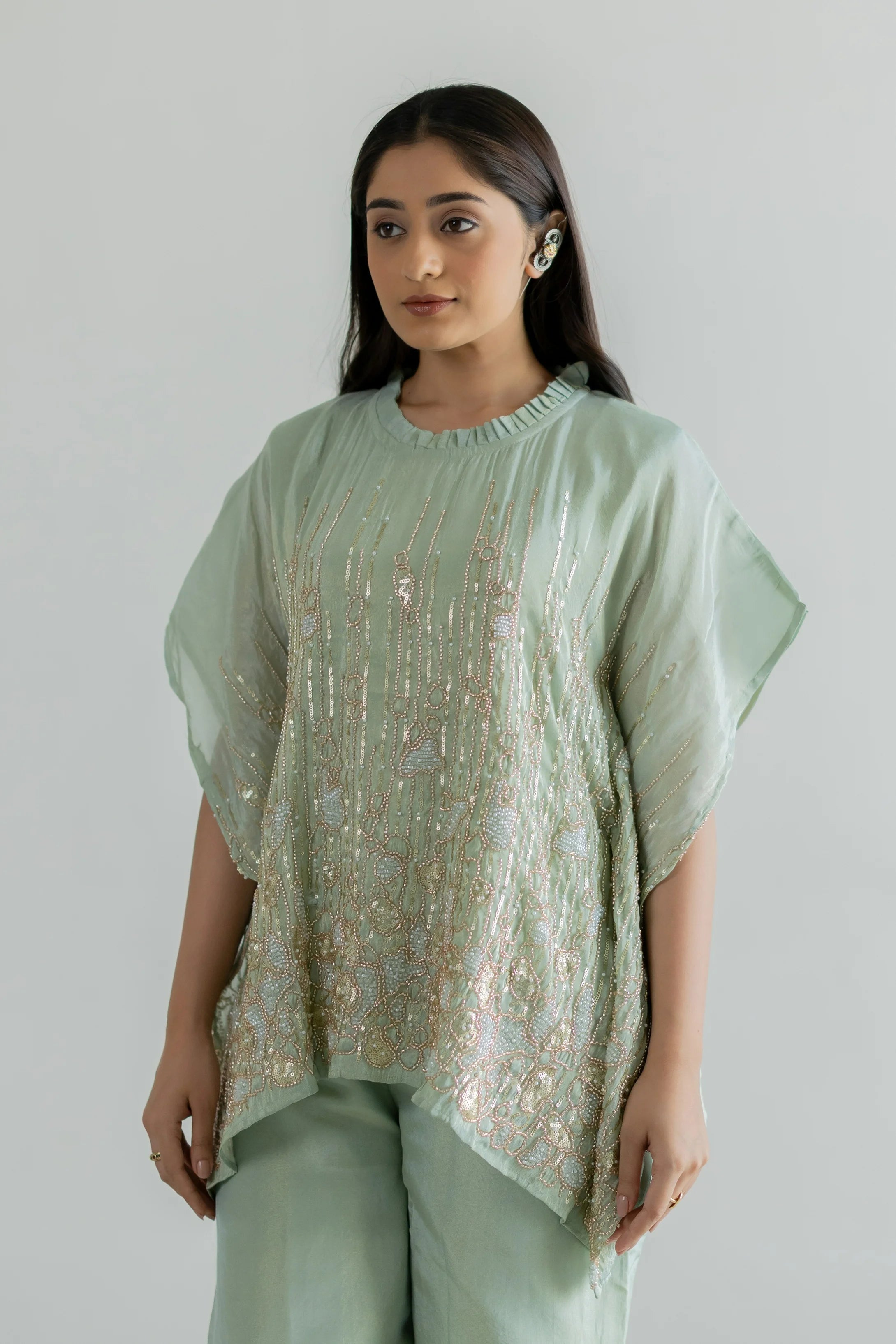 Gulzair Tissue Kaaftan Set