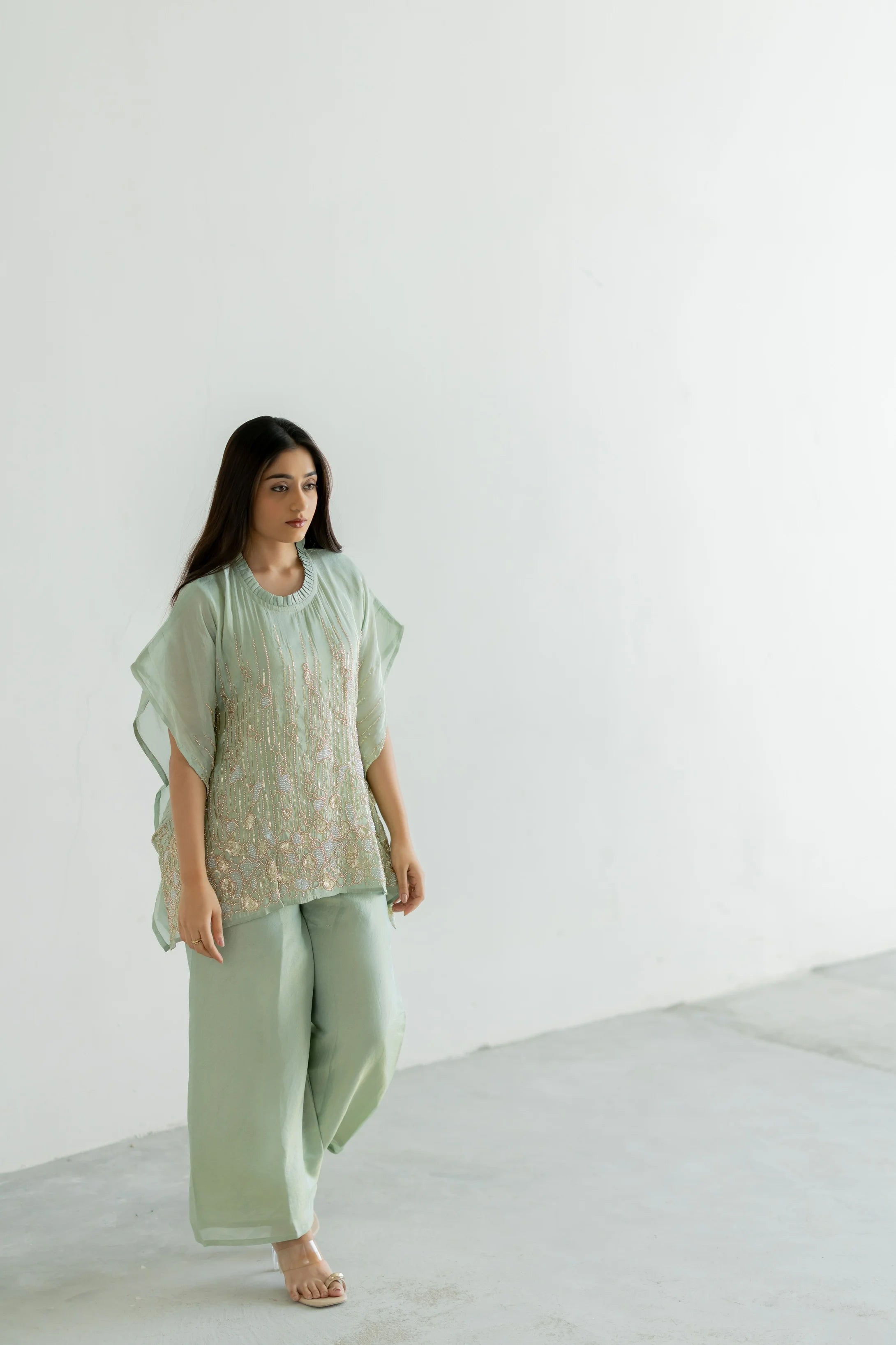Gulzair Tissue Kaaftan Set